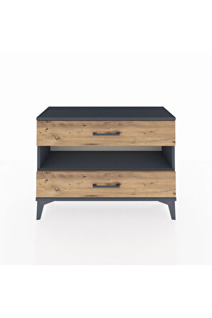 Arges Şifonyer Tek Raflı 2 Çekmeceli 88x30x64 Antrasit-Çam