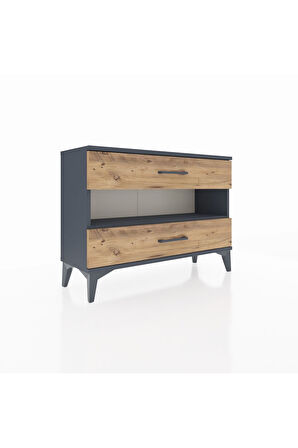Arges Şifonyer Tek Raflı 2 Çekmeceli 88x30x64 Antrasit-Çam