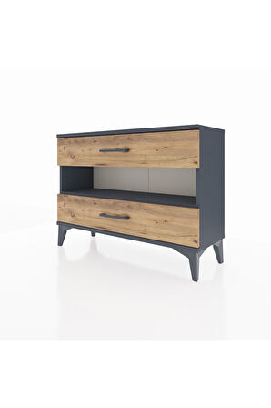 Arges Şifonyer Tek Raflı 2 Çekmeceli 88x30x64 Antrasit-Çam
