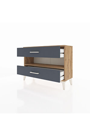 Arges Şifonyer Tek Raflı 2 Çekmeceli 88x30x64 Çam-Antrasit