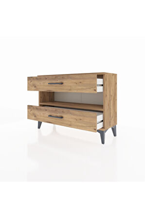 Arges Şifonyer Tek Raflı 2 Çekmeceli 88x30x64 Çam-Çam