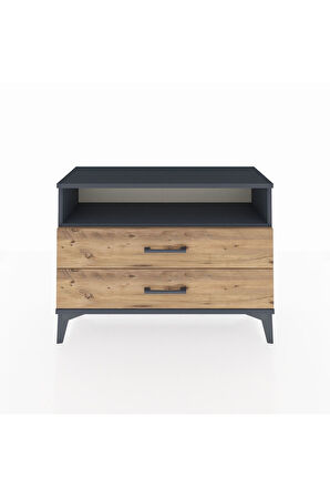 Arges Şifonyer Tek Raflı 2 Çekmeceli 88x30x64 Antrasit-Çam