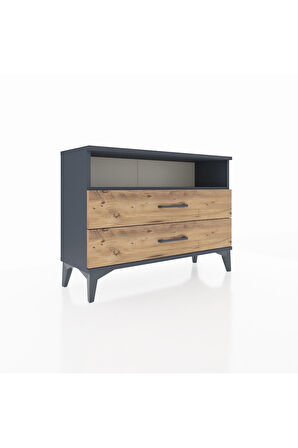 Arges Şifonyer Tek Raflı 2 Çekmeceli 88x30x64 Antrasit-Çam