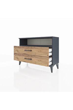 Arges Şifonyer Tek Raflı 2 Çekmeceli 88x30x64 Antrasit-Çam