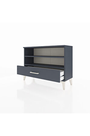 Arges Şifonyer 2 Raflı Tek Çekmeceli 88x30x64 Antrasit-Antrasit