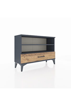 Arges Şifonyer 2 Raflı Tek Çekmeceli 88x30x64 Antrasit-Çam