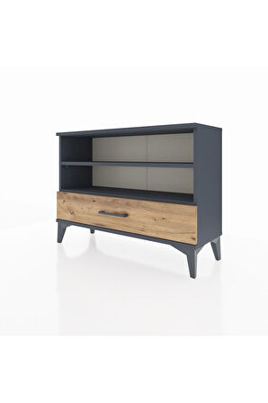 Arges Şifonyer 2 Raflı Tek Çekmeceli 88x30x64 Antrasit-Çam
