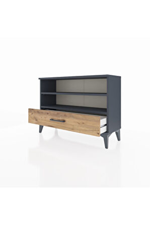 Arges Şifonyer 2 Raflı Tek Çekmeceli 88x30x64 Antrasit-Çam