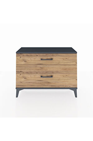 Arges Şifonyer 2 Çekmeceli 88x30x64 Antrasit-Çam