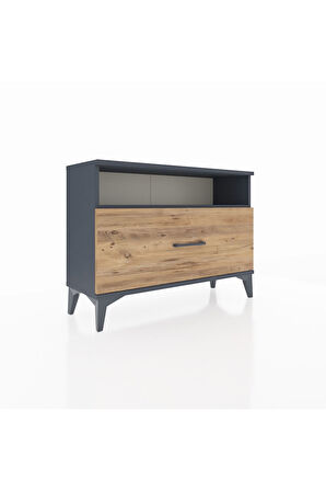 Arges Şifonyer Tek Raflı Tek Çekmeceli 88x30x64 Antrasit-Çam