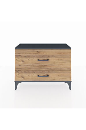 Arges Şifonyer 2 Çekmeceli 88x30x64 Antrasit-Çam