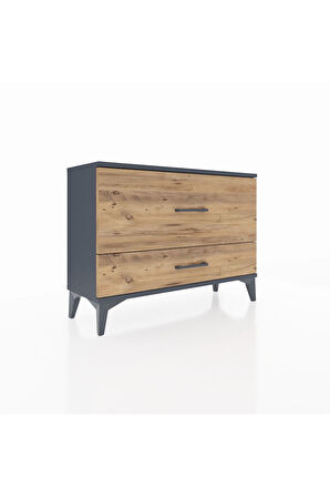 Arges Şifonyer 2 Çekmeceli 88x30x64 Antrasit-Çam