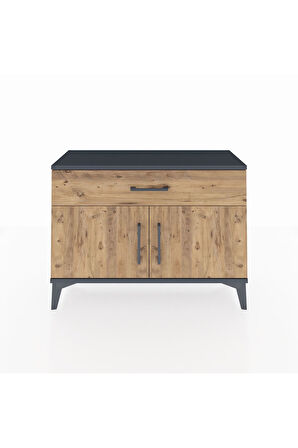 Arges Şifonyer Tek Raflı Tek Çekmeceli 2 Kapaklı 88x30x64 Antrasit-Çam