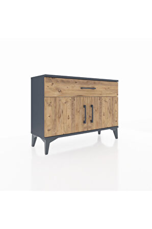 Arges Şifonyer Tek Raflı Tek Çekmeceli 2 Kapaklı 88x30x64 Antrasit-Çam