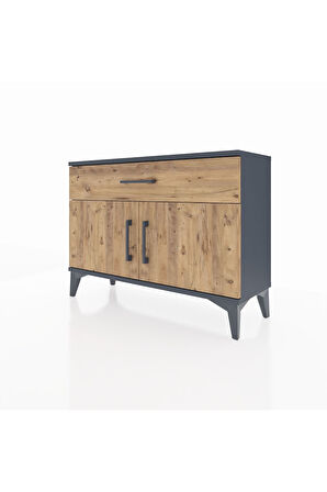 Arges Şifonyer Tek Raflı Tek Çekmeceli 2 Kapaklı 88x30x64 Antrasit-Çam