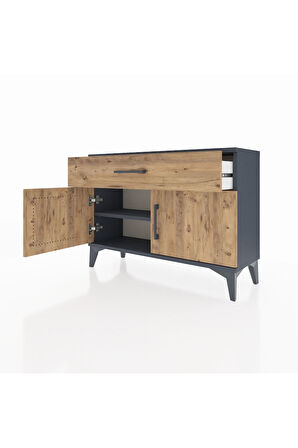 Arges Şifonyer Tek Raflı Tek Çekmeceli 2 Kapaklı 88x30x64 Antrasit-Çam