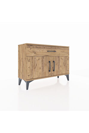 Arges Şifonyer Tek Raflı Tek Çekmeceli 2 Kapaklı 88x30x64 Çam-Çam