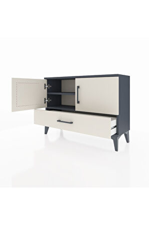 Arges Şifonyer 2 Raflı Tek Çekmeceli 2 Kapaklı 88x30x64 Antrasit-Aytaşı