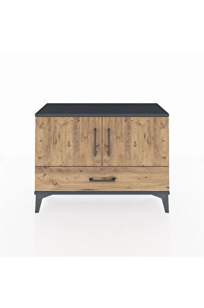 Arges Şifonyer 2 Raflı Tek Çekmeceli 2 Kapaklı 88x30x64 Antrasit-Çam