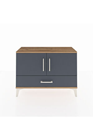Arges Şifonyer 2 Raflı Tek Çekmeceli 2 Kapaklı 88x30x64 Çam-Antrasit