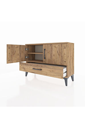 Arges Şifonyer 2 Raflı Tek Çekmeceli 2 Kapaklı 88x30x64 Çam-Çam