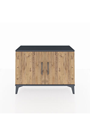 Arges Şifonyer Tek Raflı 2 Kapaklı 88x30x64 Antrasit-Çam
