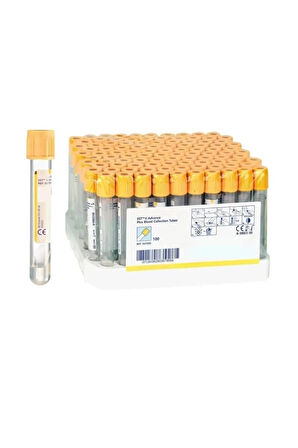9 Ml Vakumlu Sarı Kapaklı Jeli Tüp. 100'lü Paket