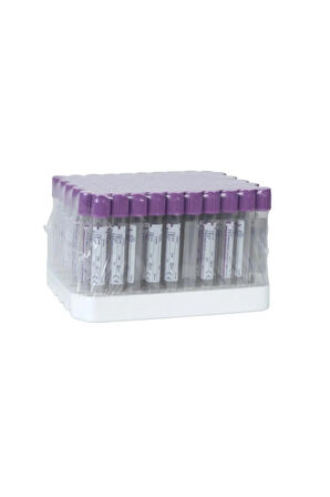 10 Ml Vakumlu Mor Kapaklı K3 Edtalı Tüp. 100'lü Paket