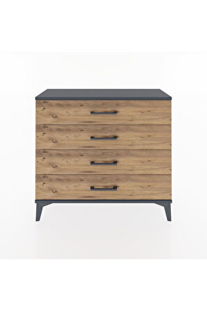 Arges Şifonyer 4 Çekmeceli 88x30x80 Antrasit-Çam