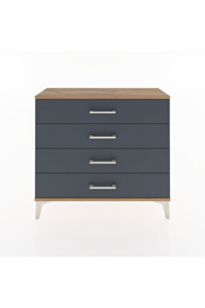 Arges Şifonyer 4 Çekmeceli 88x30x80 Çam-Antrasit