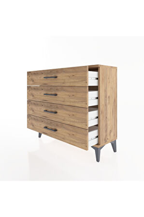 Arges Şifonyer 4 Çekmeceli 88x30x80 Çam-Çam