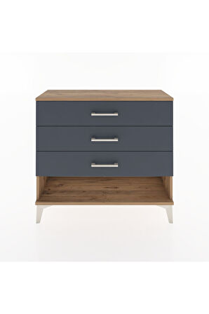 Arges Şifonyer 3 Çekmeceli 88x30x80 Çam-Antrasit