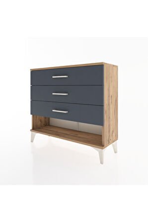 Arges Şifonyer 3 Çekmeceli 88x30x80 Çam-Antrasit