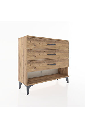 Arges Şifonyer 3 Çekmeceli 88x30x80 Çam-Çam