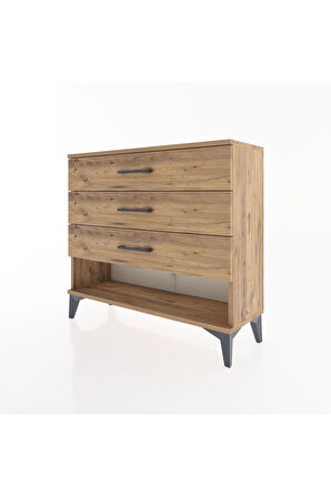 Arges Şifonyer 3 Çekmeceli 88x30x80 Çam-Çam