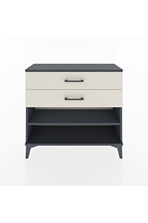 Arges Şifonyer Tek Raflı 2 Çekmeceli 88x30x80 Antrasit-Aytaşı