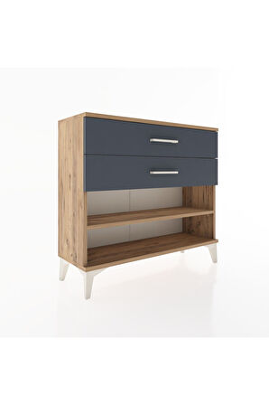 Arges Şifonyer Tek Raflı 2 Çekmeceli 88x30x80 Çam-Antrasit
