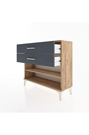 Arges Şifonyer Tek Raflı 2 Çekmeceli 88x30x80 Çam-Antrasit