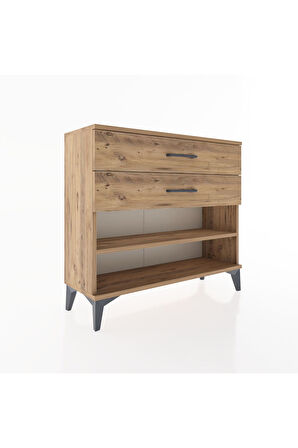 Arges Şifonyer Tek Raflı 2 Çekmeceli 88x30x80 Çam-Çam