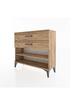 Arges Şifonyer Tek Raflı 2 Çekmeceli 88x30x80 Çam-Çam