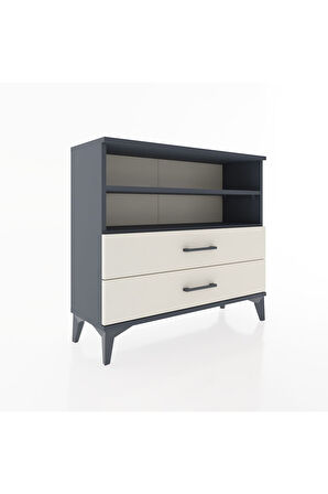 Arges Şifonyer 2 Raflı 2 Çekmeceli 88x30x80 Antrasit-Aytaşı