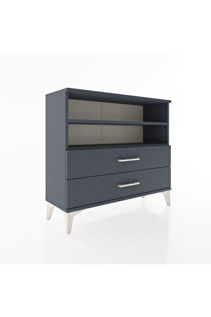 Arges Şifonyer 2 Raflı 2 Çekmeceli 88x30x80 Antrasit-Antrasit