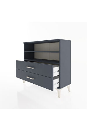 Arges Şifonyer 2 Raflı 2 Çekmeceli 88x30x80 Antrasit-Antrasit