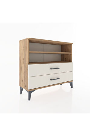 Arges Şifonyer 2 Raflı 2 Çekmeceli 88x30x80 Çam-Aytaşı