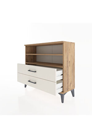 Arges Şifonyer 2 Raflı 2 Çekmeceli 88x30x80 Çam-Aytaşı