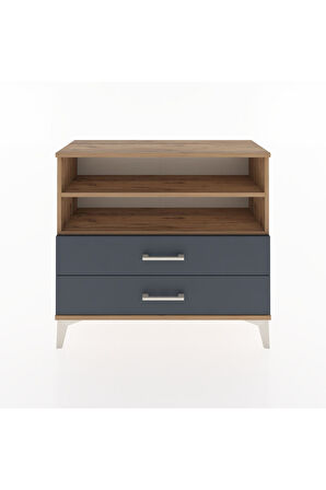 Arges Şifonyer 2 Raflı 2 Çekmeceli 88x30x80 Çam-Antrasit