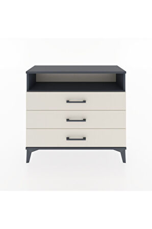 Arges Şifonyer Tek Raflı 3 Çekmeceli 88x30x80 Antrasit-Aytaşı