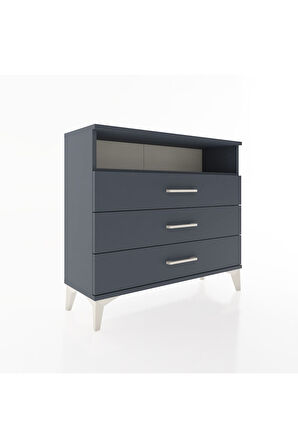 Arges Şifonyer Tek Raflı 3 Çekmeceli 88x30x80 Antrasit-Antrasit