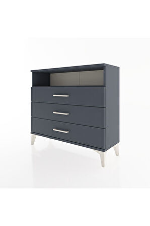 Arges Şifonyer Tek Raflı 3 Çekmeceli 88x30x80 Antrasit-Antrasit