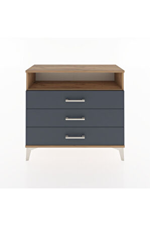 Arges Şifonyer Tek Raflı 3 Çekmeceli 88x30x80 Çam-Antrasit